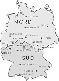Norddeutschland - Süddeutschland Karte